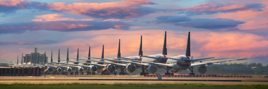 Airplanes carrying cargo ready to take off